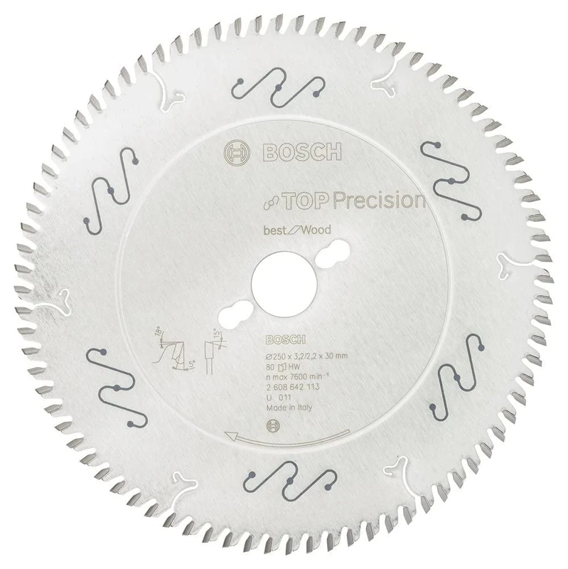 Bosch TKS 2608642113 Circular Saw Blade TP 250 x 30 x 3.2 / 2.2 80 Teeth, for Wood