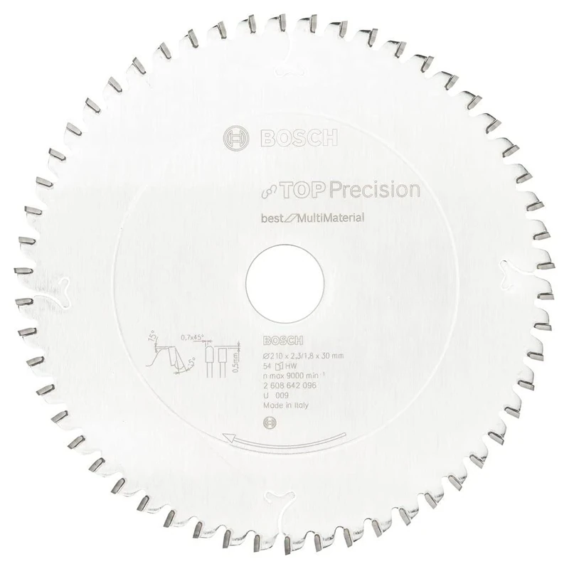 Bosch 2608642096 BSMUB 54 Tooth Top Precision Circular Saw Blade, 0 V, Silver