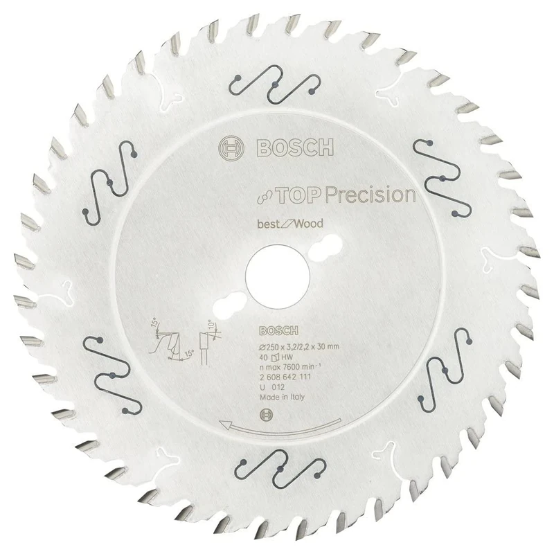 Bosch 2608642111 BSWOS 40 Tooth Top Precision Circular Saw Blade, 0 V, Silver