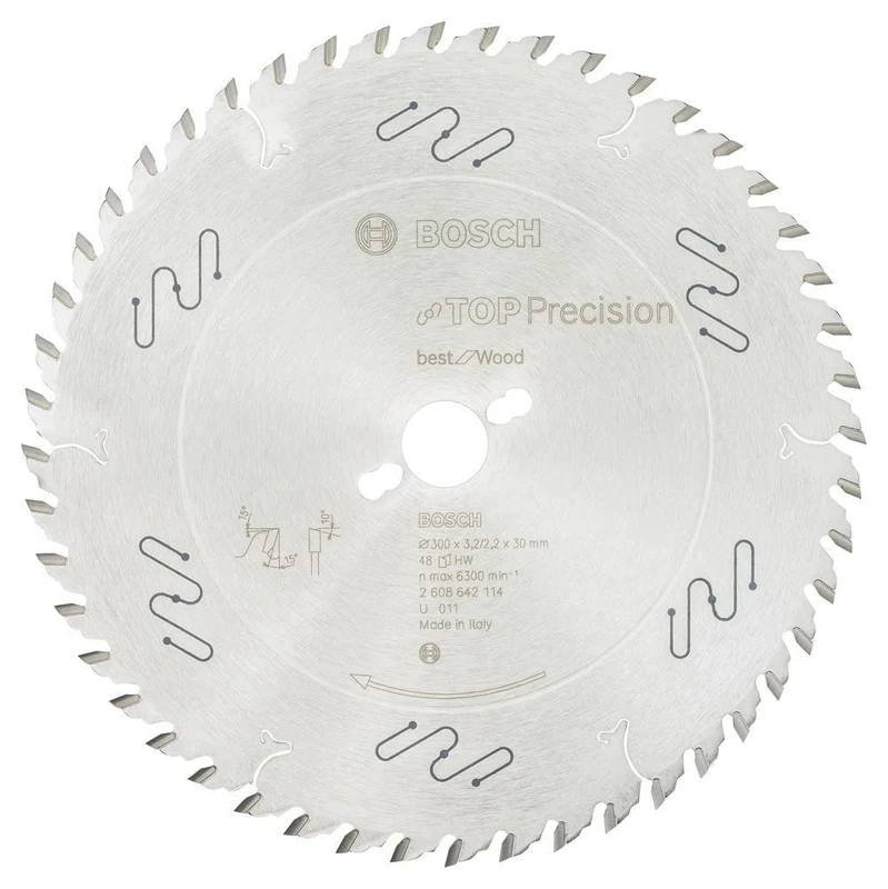 Bosch 2608642114 BSWOS 48 Tooth Top Precision Circular Saw Blade, 0 V, Silver