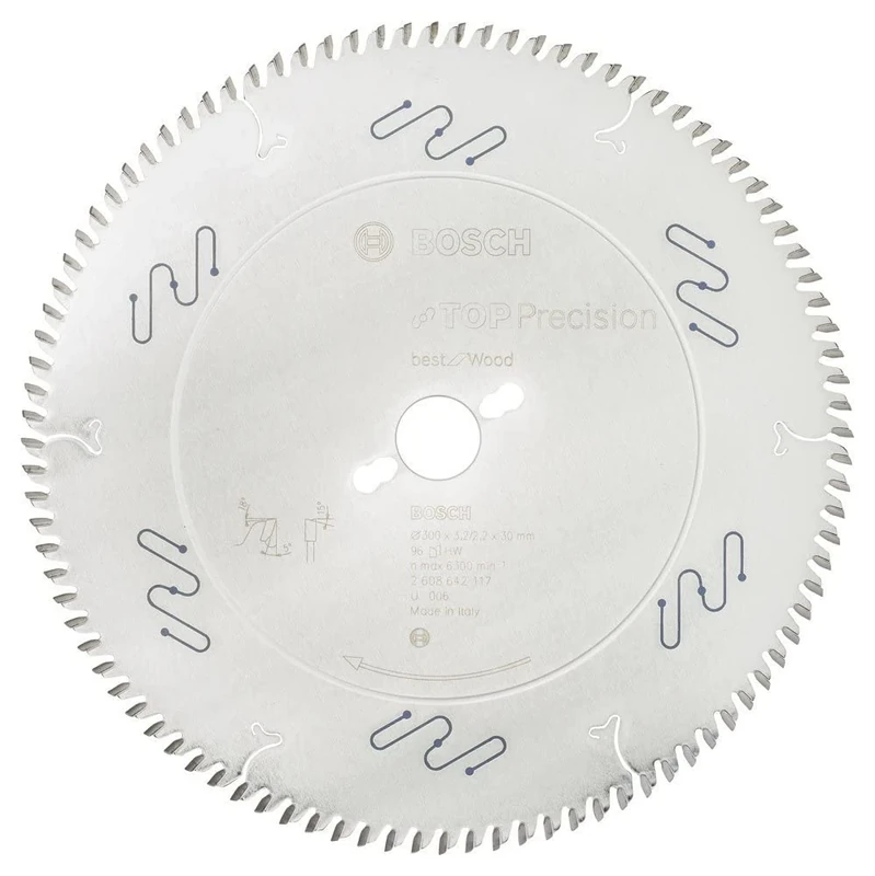Bosch 2608642117 BSWOS 96 Tooth Top Precision Circular Saw Blade, 0 V, Silver
