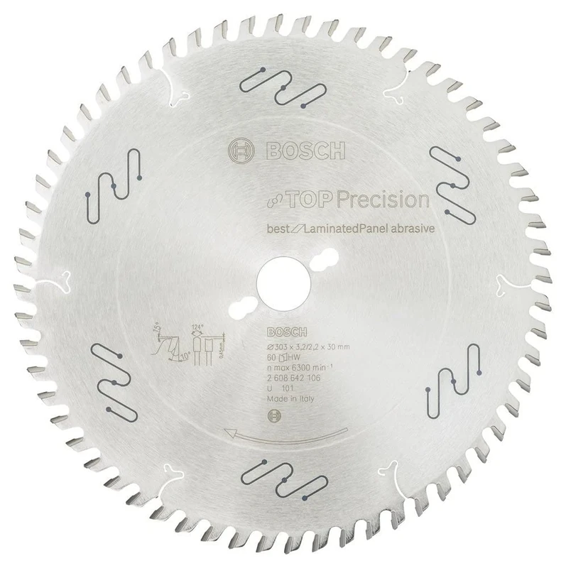 Bosch 2608642106 BSCBS 60 Tooth Top Precision Circular Saw Blade, 0 V, Silver