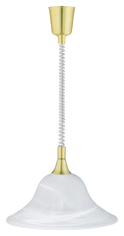 Trio Leuchten Adjustable Pendant Light Matte Brass/Alabaster-Coloured Glass White 301700108