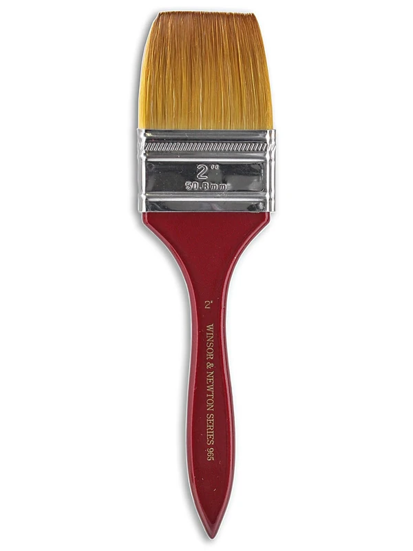 Winsor & Newton Series 965 Golden Nylon & Natural Hair Short Handle Brush-Wash 2", Nickel - Image 1