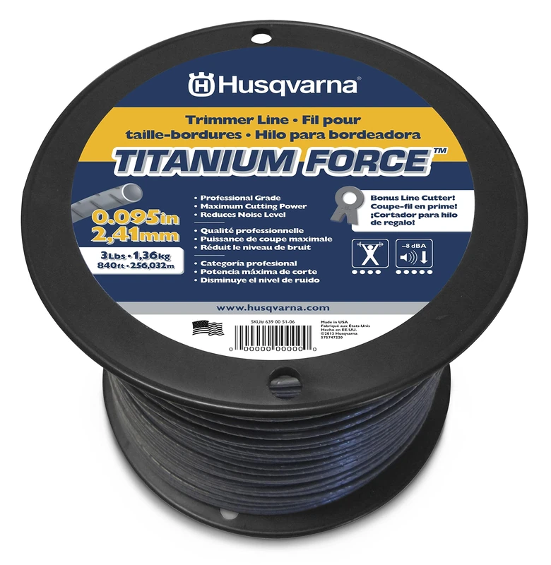 Husqvarna string trimmer line .095-Inch 840ft spool Titanium Force High efficiency Long life Faster acceleration 800 ft. x 0.095" Grey