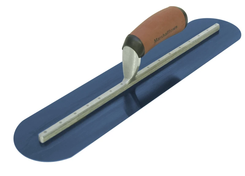 MARSHALLTOWN MS245BRD Fully Rounded Finishing Trowel – 24" x 5" Blue Steel Blade, DuraSoft® Handle, Lightweight Xtralite® Mounting for Smooth, Groove‑Free Concrete Finishing