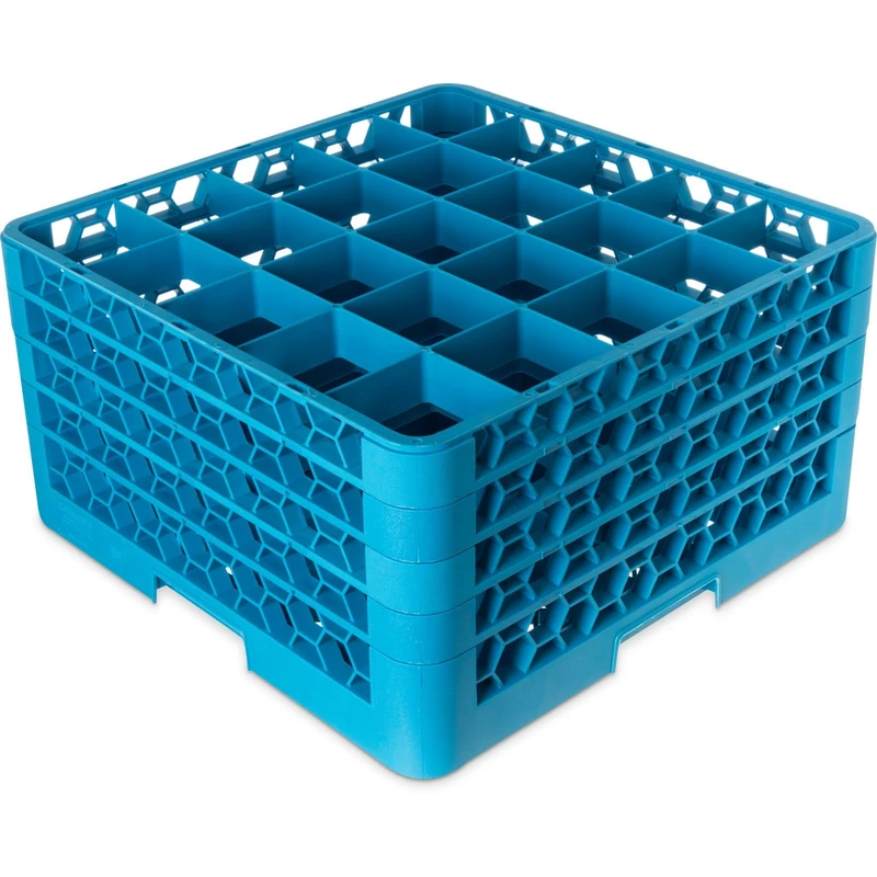 Carlisle FoodService Products RG25-414 OptiClean 25 Compartment Glass Rack, Polypropylene, Carlisle Blue