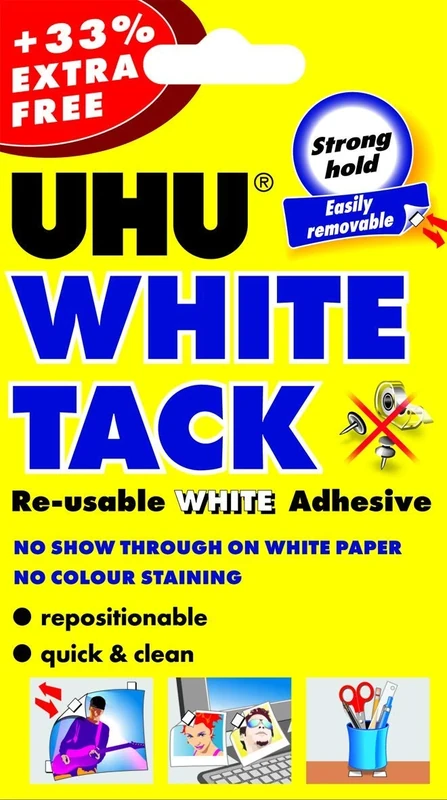 UHU White Tack Handy + 33% Free Blister - Reusable Adhesive