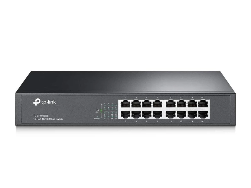 TP-Link TL-SF1016DS 16-Port 10/100Mbps Network Switch, Ethernet Splitter Ports Speed up to 200Mbps, Innovative Energy-Efficient Technology, Supports MAC Address Self-Learning, 13-inch Steel Case