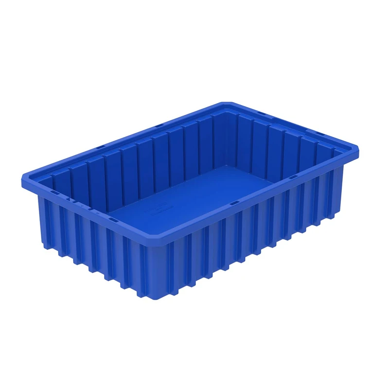 Akro-Mils 33164 Akro-Grid Slotted Divider Plastic Tote Box, 16-1/2 -Inch Length by 10-7/8-Inch Width by 4-Inch Height, Case of 12, Blue,