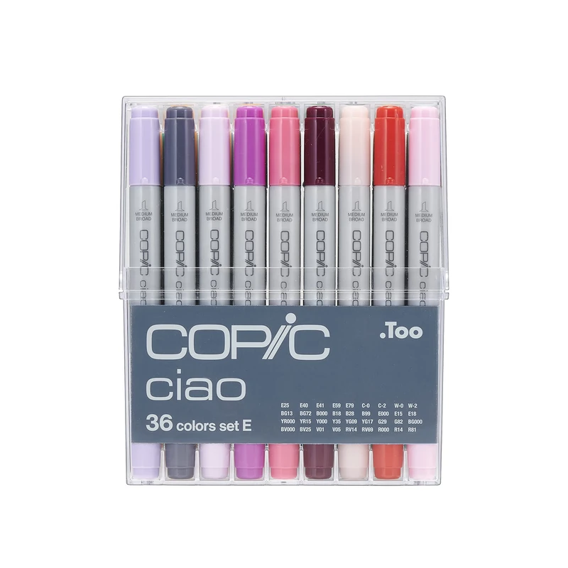 COPIC Ciao Coloured Marker Pen - Set of 36 E, For Art & Crafts, Colouring, Graphics, Highlighter, Design, Anime, Professional & Beginners, Art Supplies & Colouring Books
