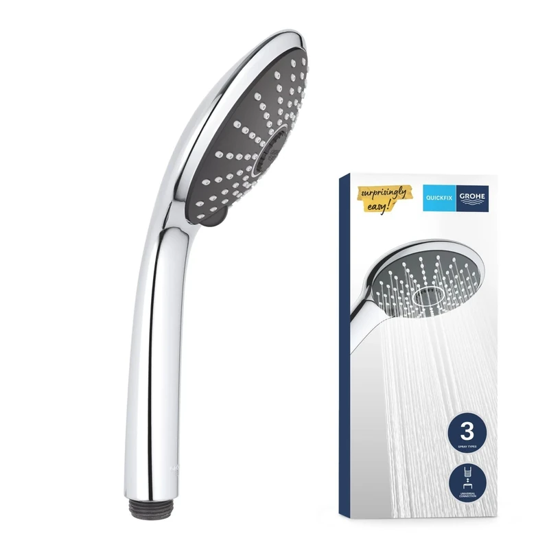 GROHE Vitalio Joy Massage 110 - Hand Shower - 3 Spray Options (Rain, Massage, SmartRain) - Anti-Limescale System - Universal Mounting System - 9.5 l/min Flow Limiter - Water Saving - Chrome - 27319000