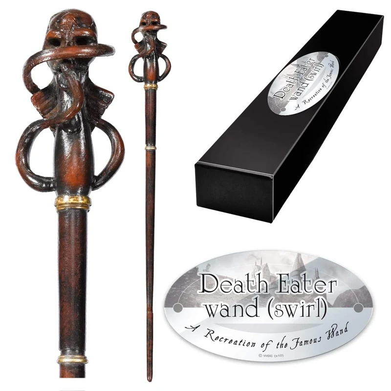The Noble Collection - Death Eater Swirl Character Wand - 14in (35cm) Wizarding World Wand With Name Tag - Harry Potter Film Set Movie Props Wands