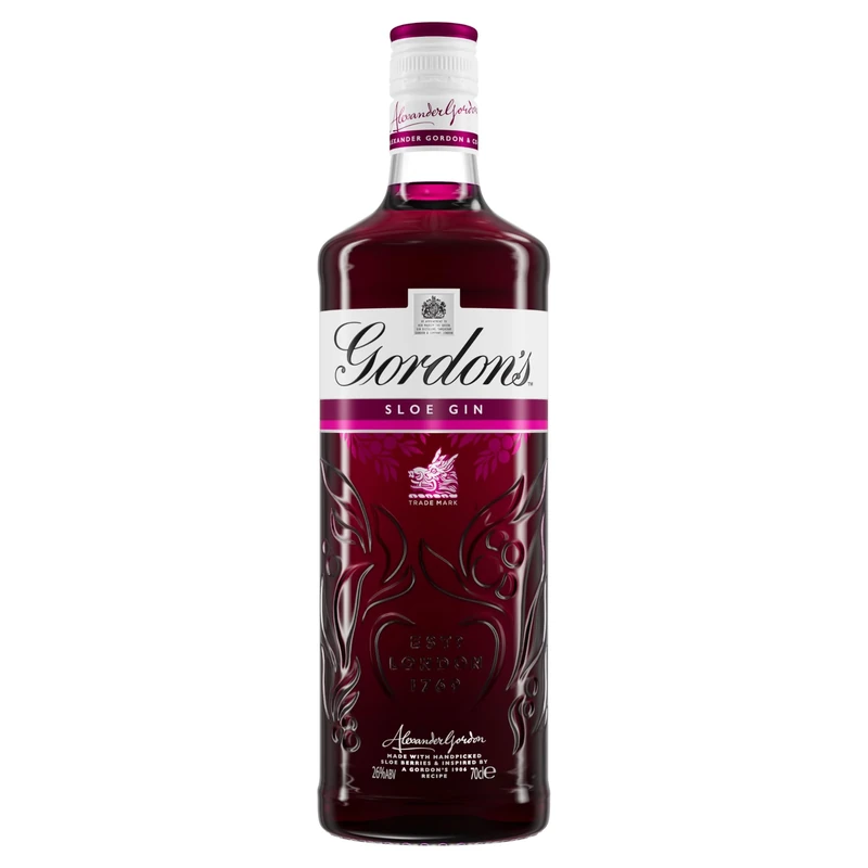 Gordon's Sloe Gin | 26% vol | 70cl | Crafted from Wild Sloe Berries & Gordon's Gin | Enjoy in a Glass with Tonic | Botanicals with Cassis Sweetness