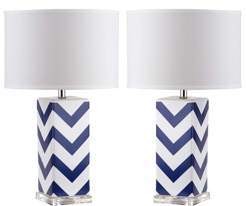 SAFAVIEH Modern Ceramic Table Lamps - Set of 2, in Navy