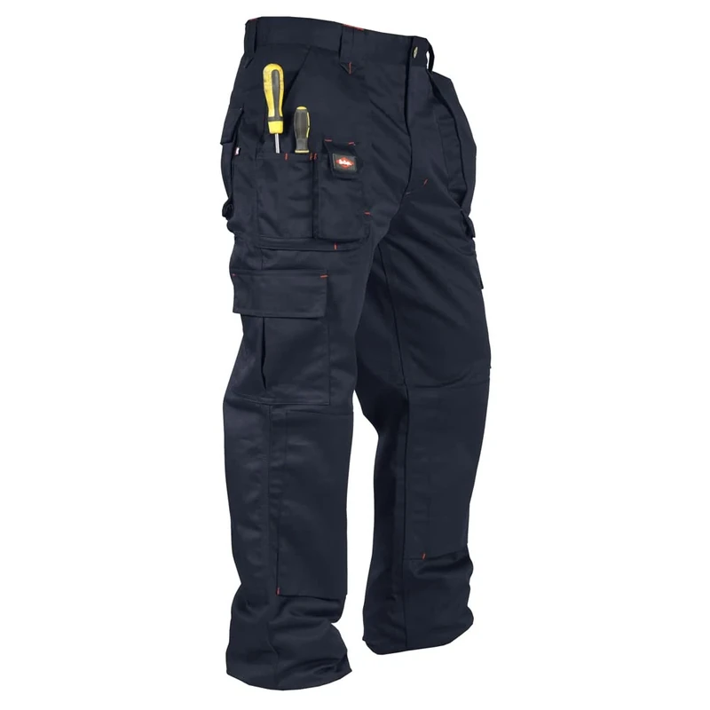 Lee Cooper LCPNT206 Workwear Mens Multi Pocket Easy Care Heavy Duty Knee Pad Pockets Safety Work Cargo Trousers Pants, Black, 34W/33L