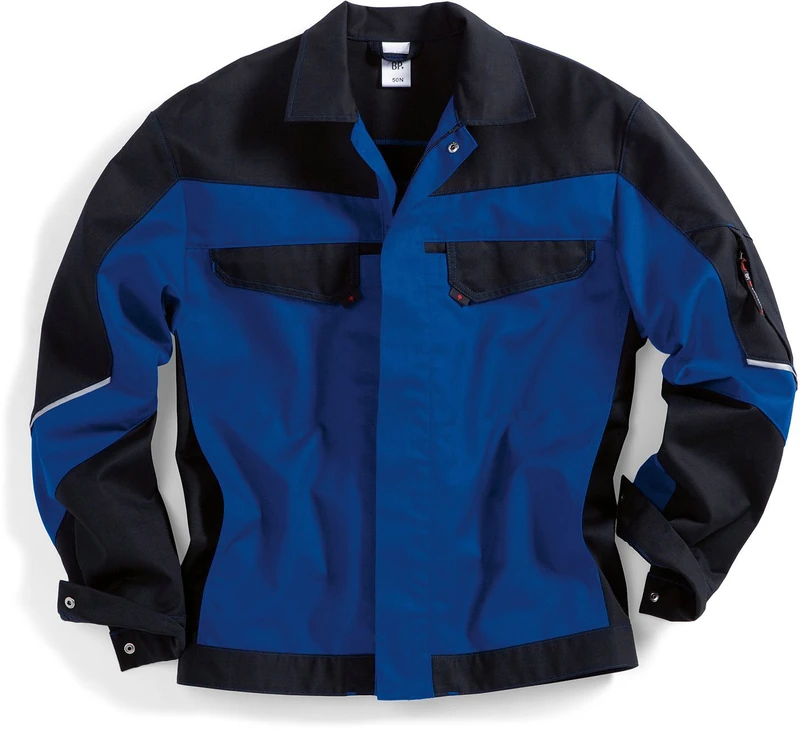 BP 1607-559-13-52/54l, Work jacket, Concealed zip and pockets 245,00 g/m², fabric blend royal blue/black, 41/43l