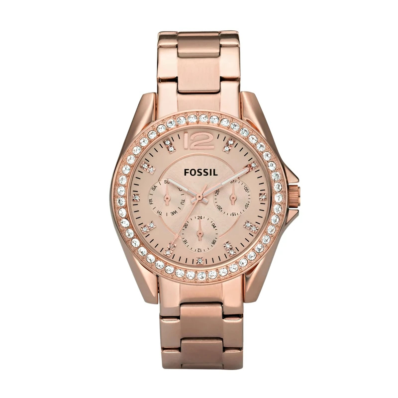 Fossil Watch for Women Riley, Quartz Multifunction Movement, 38 mm Rose Gold Stainless Steel Case with a Stainless Steel Strap, ES2811