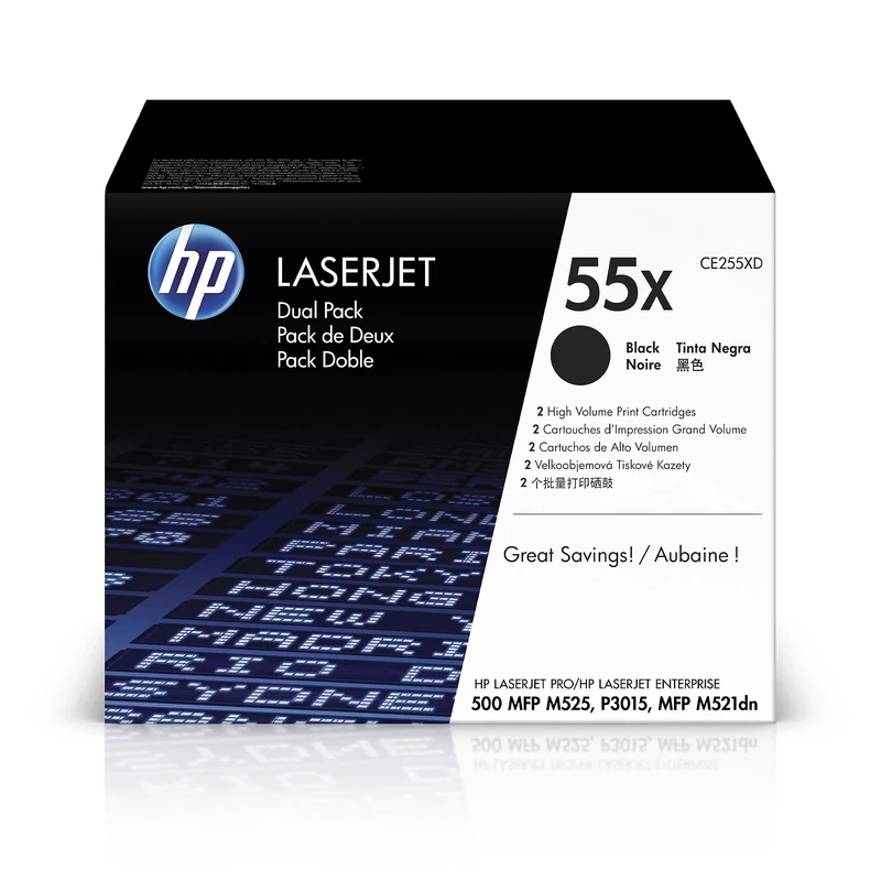 HP CE255XD 55X High Yield Original LaserJet Toner Cartridges, Black, Multipack