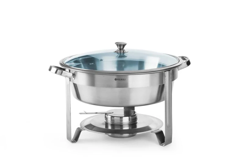 HENDI 470619 Chafing dish, round, 390 x (H) 270 mm, 3.5 Litre, Silver