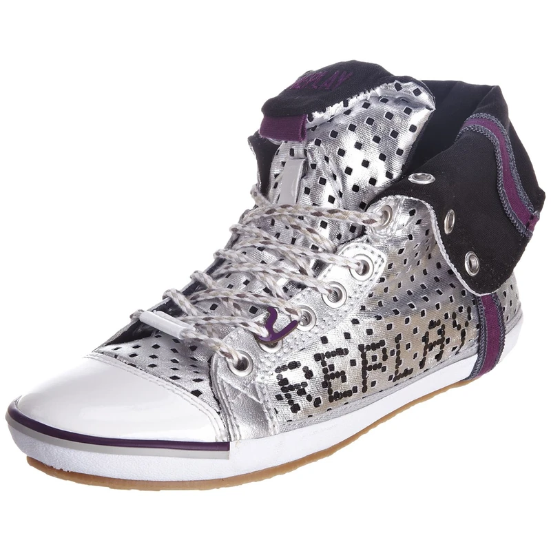 Replay Women's Brooke Perfed Silver Lace Up Trainer GWV14.003.C0006T.050 6 UK