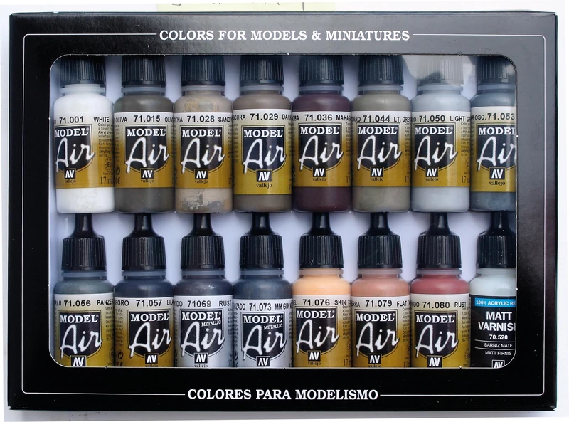 Vallejo Model Air Weathering Acrylic Paint Set for Air Brush - Assorted Colours (Pack of 16),17 ml (Pack of 16)