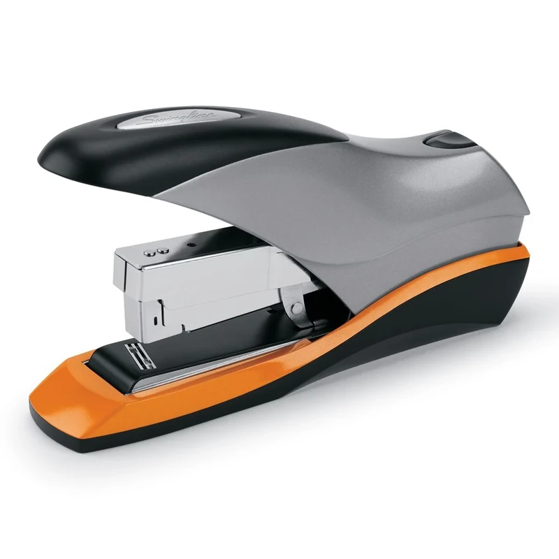 Swingline Stapler, 70 Sheet Capacity, Optima 70, Jam Free, Reduced Effort, Soft Grip, Metal, Silver, Black and Orange (87870)
