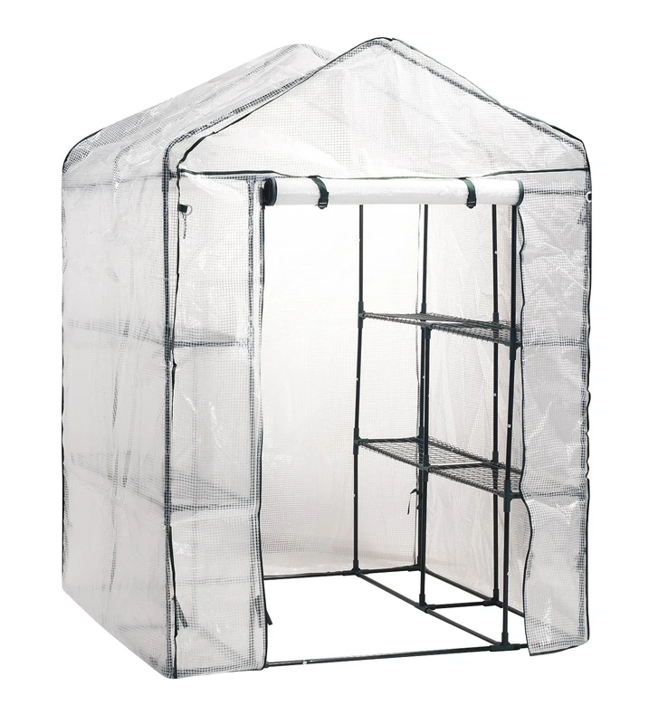 Gartenfreude 4700-1001 Foil Greenhouse 140 x 200 x 140 cm UV-Resistant with 8 Shelves