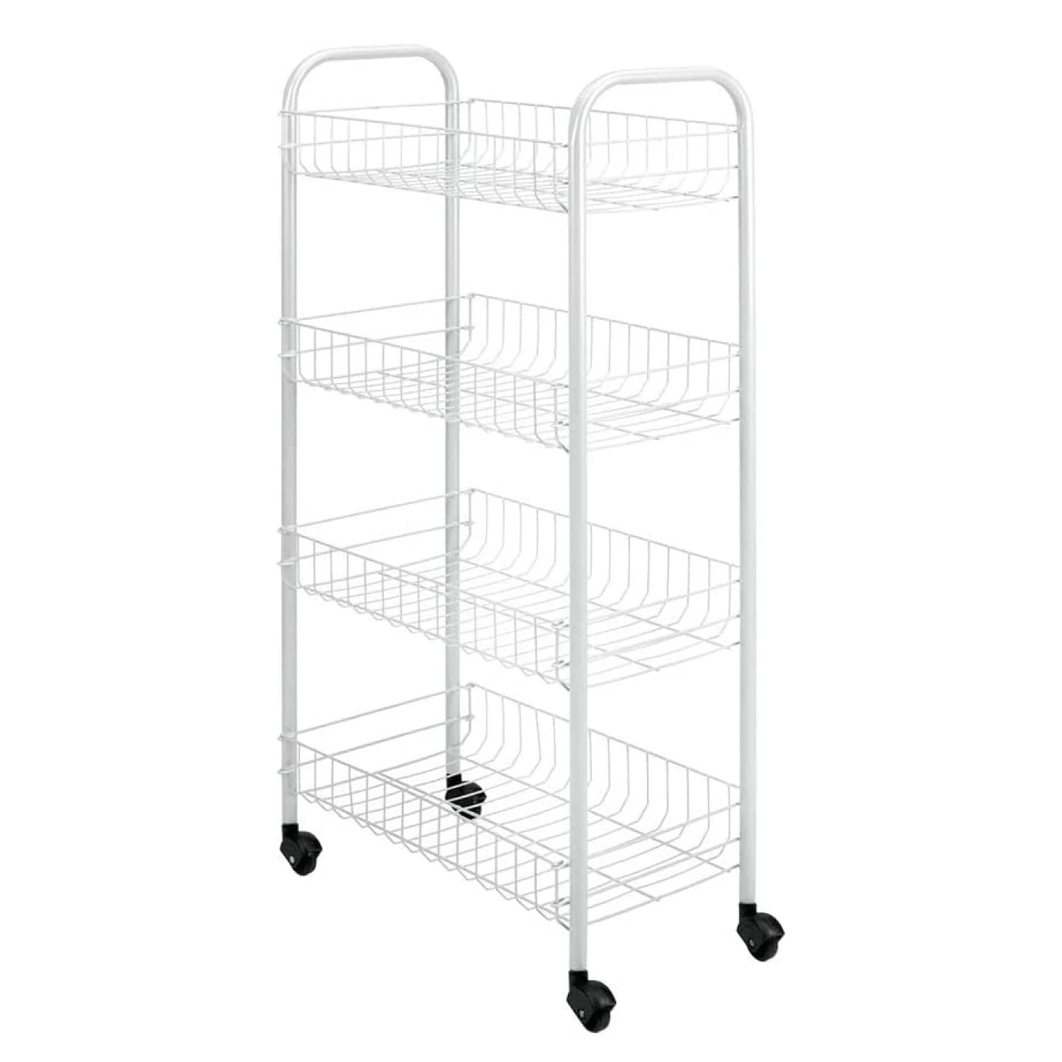 Metaltex Pisa 4-Tier Trolley with Wheels - Multipurpose Storage Cart for Home including Kitchen, Bathroom, Office and Garage – White, 41 x 23 x 84 Centimetres