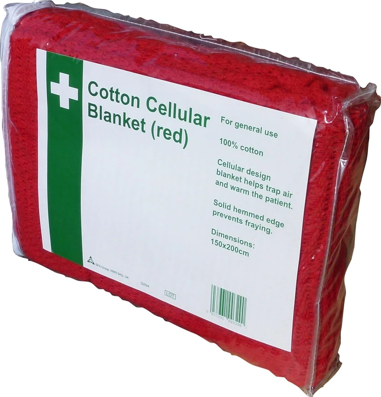 Safety First Aid Group HypaGuard Red Cotton Blanket (100% Cotton) - 150 cm x 200 cm - Image 1