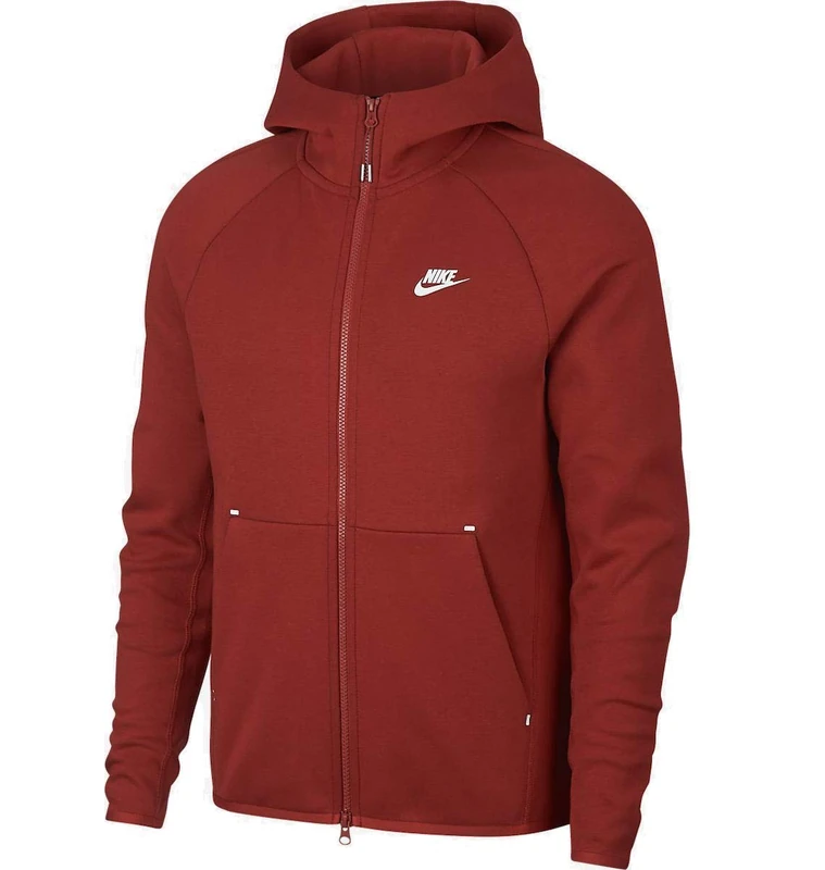 Nike Men M Nsw Tch Flc Hoodie Fz Sweatshirt - Mystic Red/White, Small - Image 1