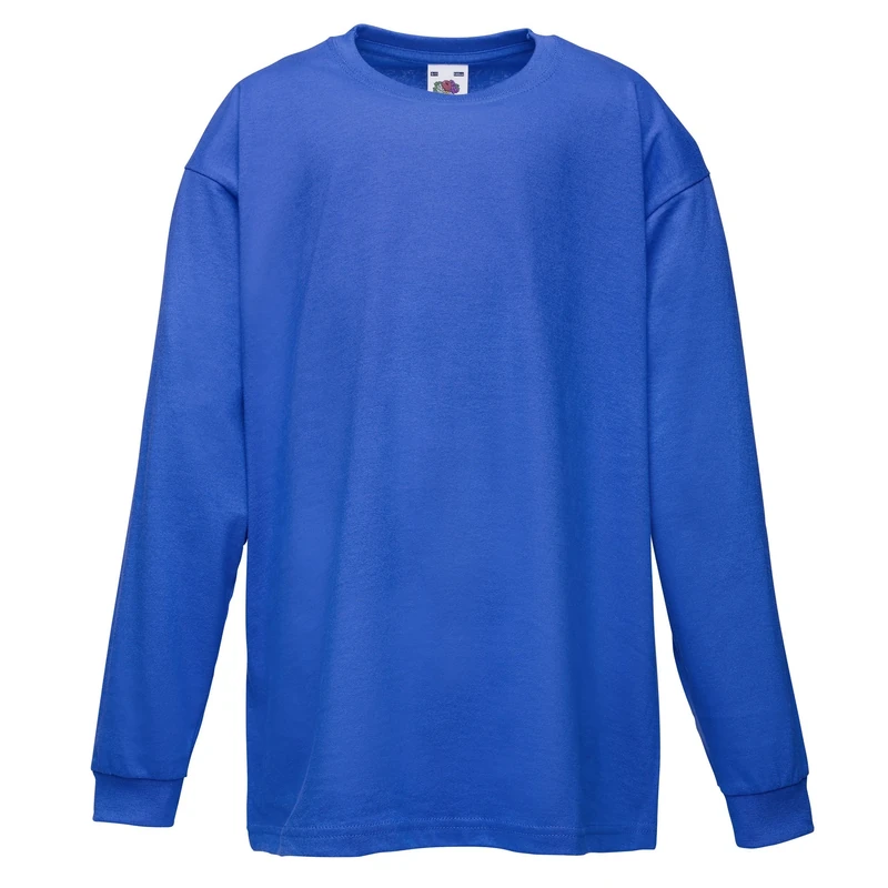 Fruit of the Loom Valueweight Children's Long-Sleeve T-Shirt Choice of Colours - Blue - 128
