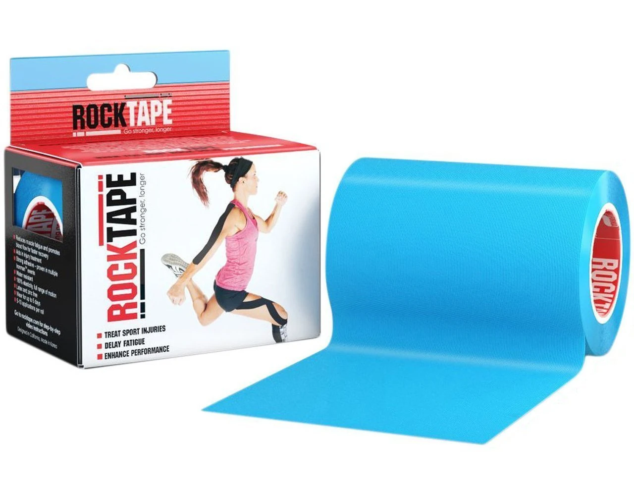 RockTape Mini Big Daddy Roll Pre-Cut Kinesiology Tape (10x5cm) - Elastic Therapeutic Sports Tape for Shoulder, Ankle, Elbow, Wrist, Shin Splints, Knee - Latex Free - Blue