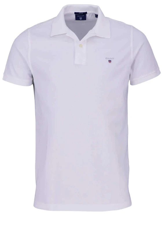 Gant Men's Solid Pique Rugger Regular Fit Short Sleeve Polo Shirt, White, X-Large (Manufacturer Size: X-Large)