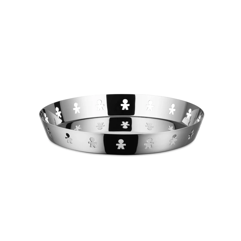 Alessi Mini Girotondo Round Tray with Open-Work Edge in 18/10 Stainless Steel Mirror Polished