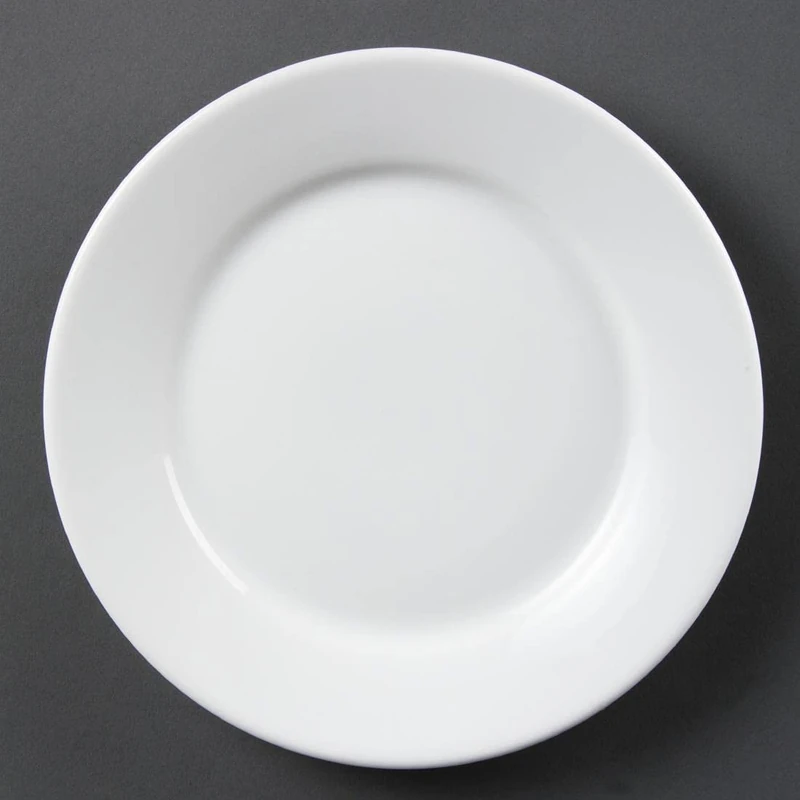 Olympia White Ware Wide Rimmed Service Plates 230mm Porcelain Innovative 12pc