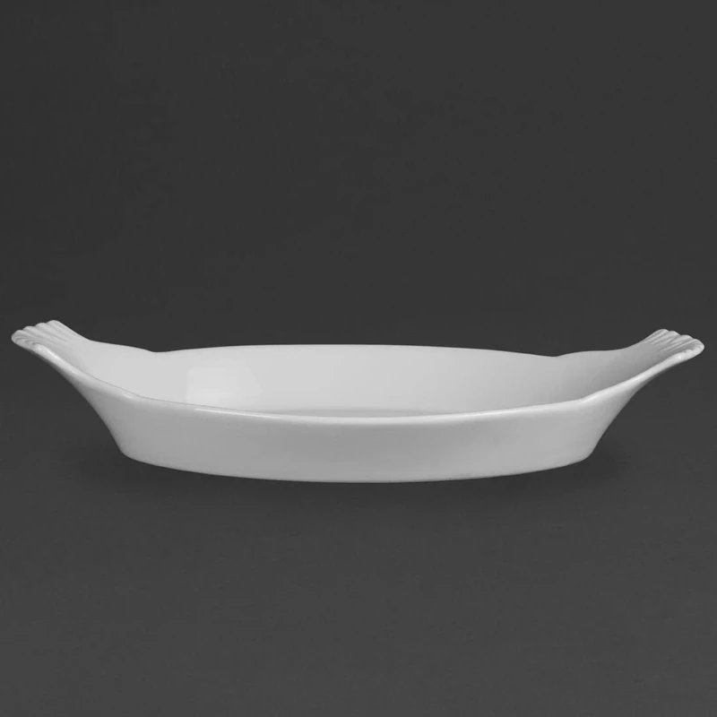 Olympia Whiteware Oval Eared Dishes 360X 199mm Porcelain Serving Plates 6pc