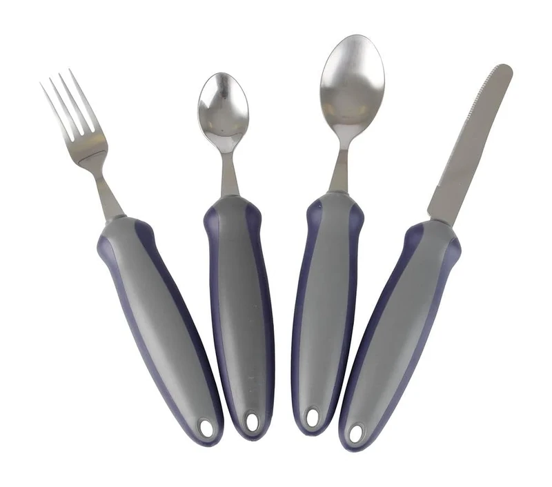 Homecraft Newstead Cutlery Set, Weighted Knife, Fork, Spoon, and Teaspoon (Eligible for VAT relief in the UK) Adaptive Dining Aid, Utensil for Elderly, Non-Slip Grip