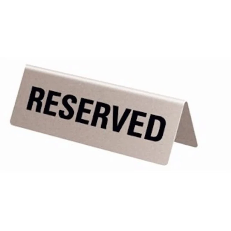 Stalwart U051 Stainless Steel Table Sign "Reserved", 120 mm Long (Pack of 10)