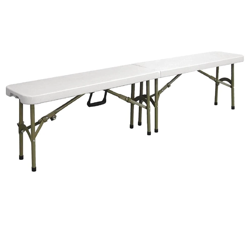 Bolero Centre Folding Bench White 6Ft Steel Table Commercial 440X1829X295Mm