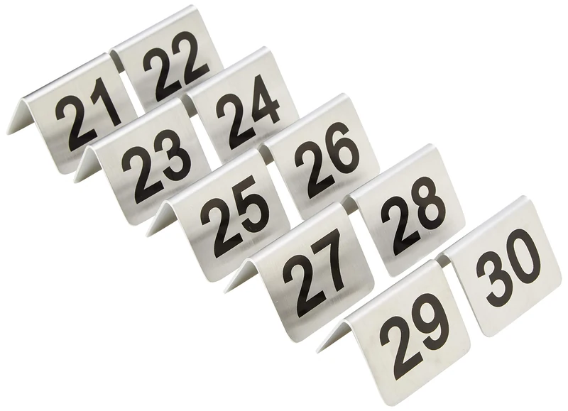 Stalwart U048 Table Numbers, Set Of 10, 21-30, Stainless Steel (Pack of 10)