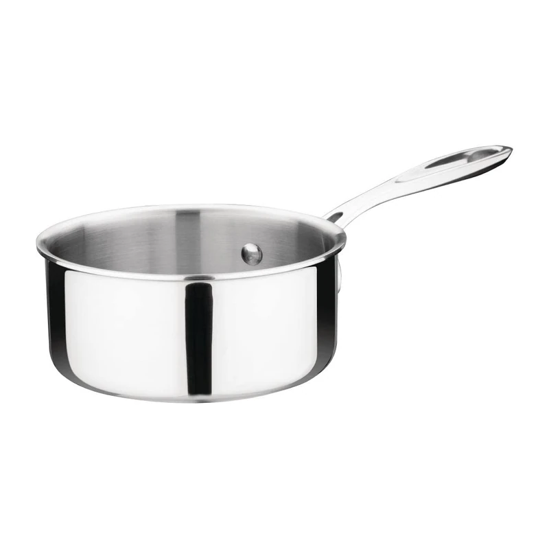 Vogue Tri Wall Saucepan 900 ml, Size: 140(Dia)mm, Stainless Steel & Aluminium - Induction Hob, Gas, Electric & Solid Top Compatible - Lid Sold Separately (Y422), Y244