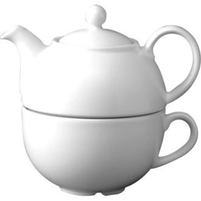 Churchill W905 Plain Whiteware Teapot, Pack of 4