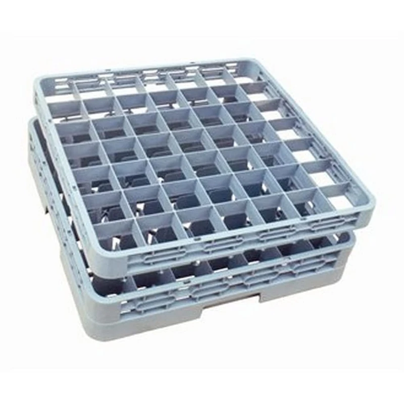 Vogue Glass Rack with 36 Compartments, Grey, Size: 100(H) x 500(W) x 500(D)mm, Rack for Glasses or Cups, Max Glass Diameter: 76 mm, Max Glass Height: 80 mm, Stackable, F614