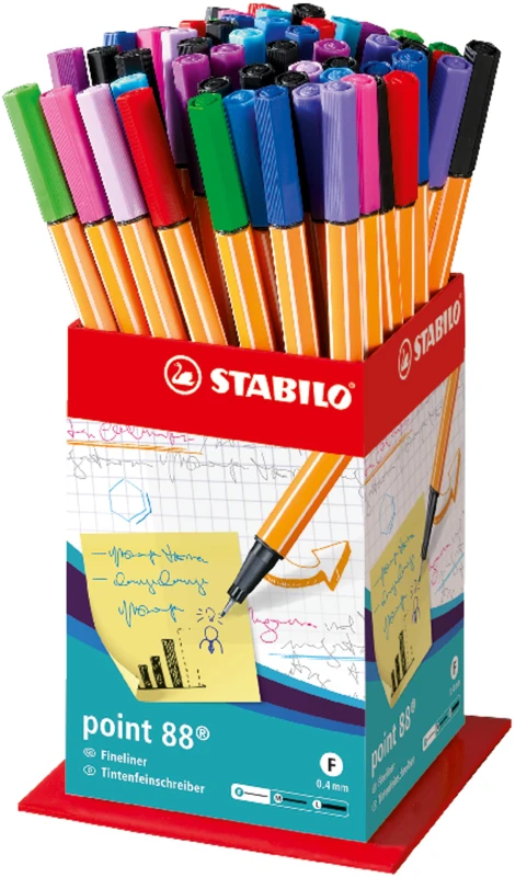 STABILO Point 88 Fine Tip Felt Tip Pen 60 Pack Orange Hexagonal