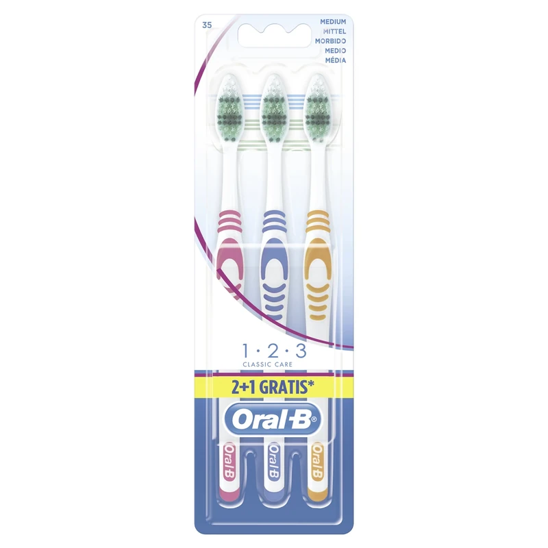 Oral-B Basics Adult Medium Manual Toothbrushes - 3-Pack
