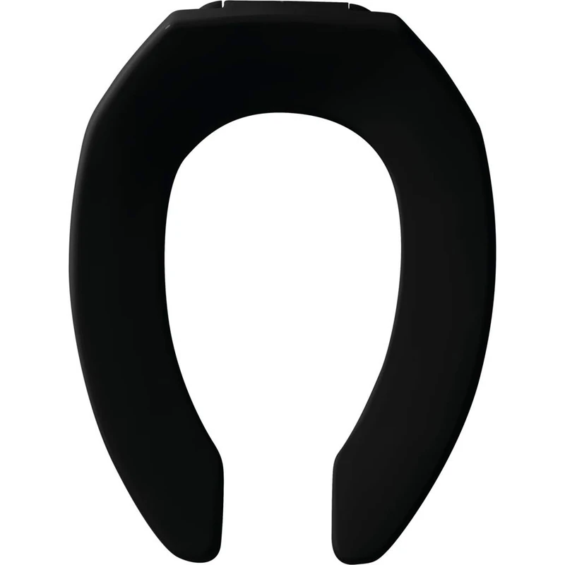 Church 295SSCT 047 Commercial Open Front Toilet Seat Without Cover Will Never Loosen & Reduce Call-Backs, Elongated, Plastic, Black - Image 1