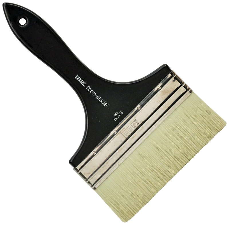 LIQUITEX 1300706 Liquitex Professional Freestyle Large Scale Brush, Broad Flat/Varnish 6-inch, Short Handle, Beige - Image 1
