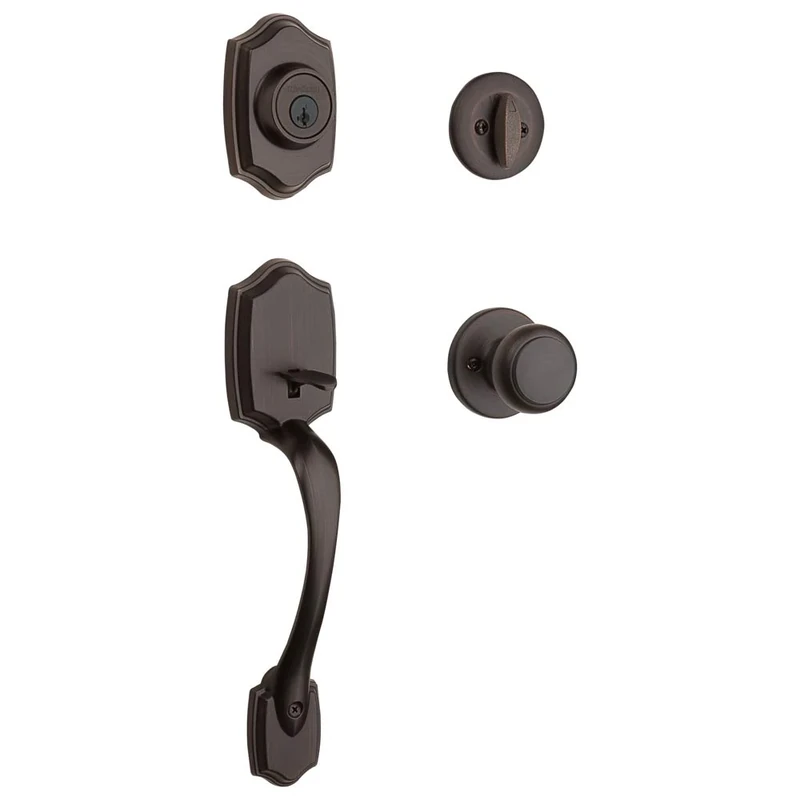 Kwikset 96870-100 Belleview Single Cylinder Handleset with Cove Knob Featuring SmartKey Security in Venetian Bronze