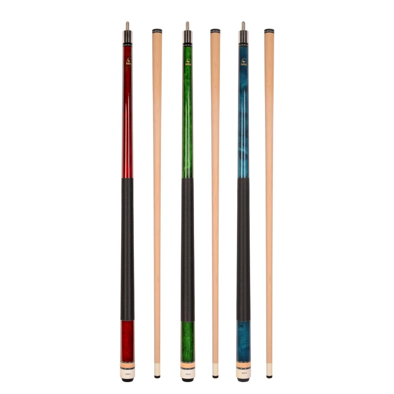 Aska Set of L2 Billiard Pool Cue Sticks, 58 Hard Rock Canadian Maple, 5/16x18 Joint, 13mm Hard Tip, Mixed Weights (Set of 3 Sticks) - Image 1